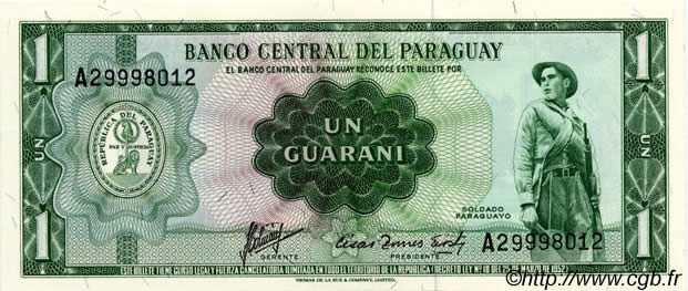 1 Guarani PARAGUAY  1963 P.193b ST