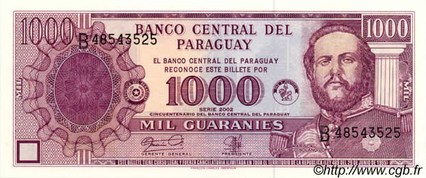 1000 Guaranies PARAGUAY  2002 P.221 SC+
