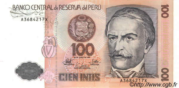 100 Intis PERU  1987 P.133 ST