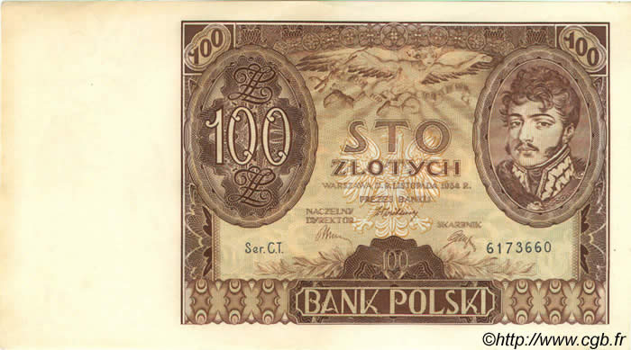 100 Zlotych POLOGNE  1934 P.075 SPL