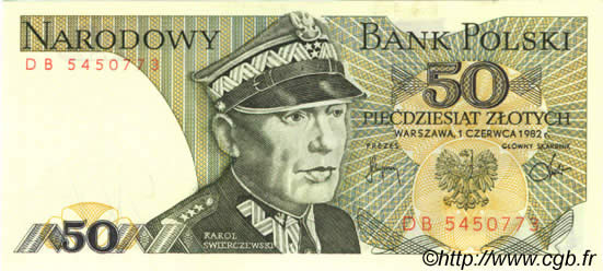 50 Zlotych POLAND  1982 P.142b UNC