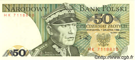 50 Zlotych POLAND  1988 P.142c UNC
