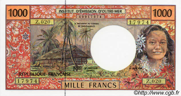 1000 Francs POLYNESIA, FRENCH OVERSEAS TERRITORIES  1996 P.02 UNC