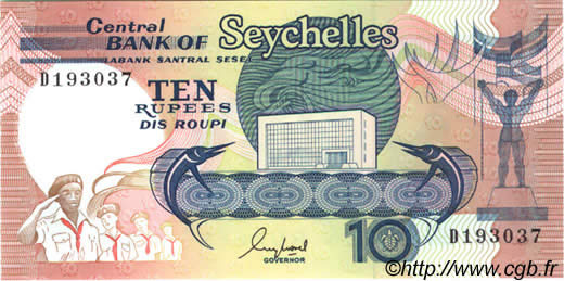 10 Rupees SEYCHELLES  1989 P.32 UNC