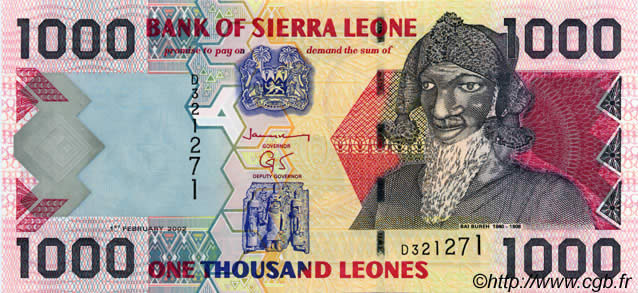 1000 Leones Numéro radar SIERRA LEONE  2002 P.24a UNC