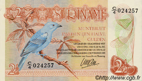 2,5 Gulden SURINAM  1985 P.119a FDC
