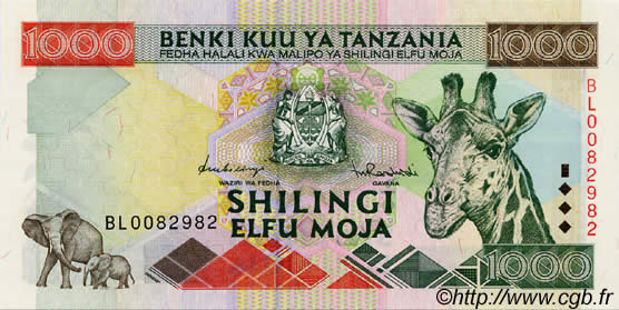 1000 Shilingi TANZANIA  1997 P.31 UNC