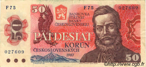 50 Korun CZECHOSLOVAKIA  1987 P.096 F - VF