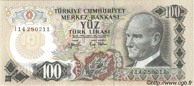 100 Lira TURQUíA  1972 P.189 FDC