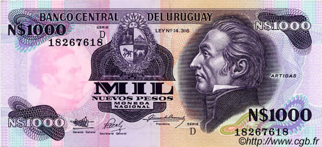 1000 Nuevos Pesos URUGUAY  1992 P.064Ab ST