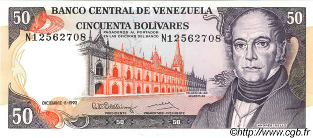 50 Bolivares VENEZUELA  1992 P.065d UNC