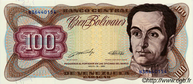 100 Bolivares VENEZUELA  1990 P.066c ST
