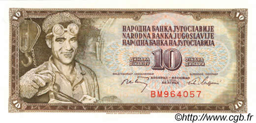 10 Dinara YOUGOSLAVIE  1968 P.082b NEUF
