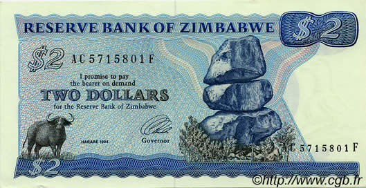 2 Dollars ZIMBABWE  1994 P.01c FDC