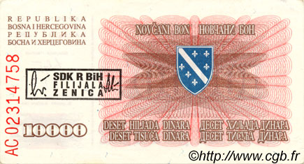 10000 Dinara BOSNIA-HERZEGOVINA  1993 P.017b EBC+