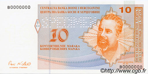 10 Convertible Maraka Spécimen BOSNIA-HERZEGOVINA  1998 P.063s FDC