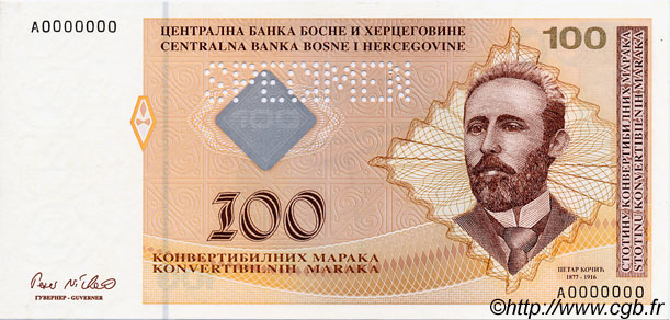 100 Convertible Maraka Spécimen BOSNIA HERZEGOVINA  1998 P.070s UNC
