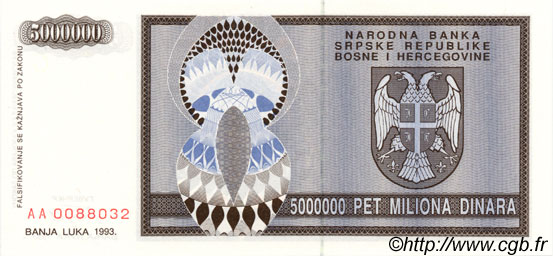 5000000 Dinara BOSNIA-HERZEGOVINA  1993 P.143a FDC