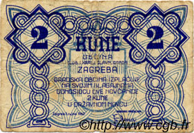 2 Kune CROATIA Zagreb 1942 P.-- F