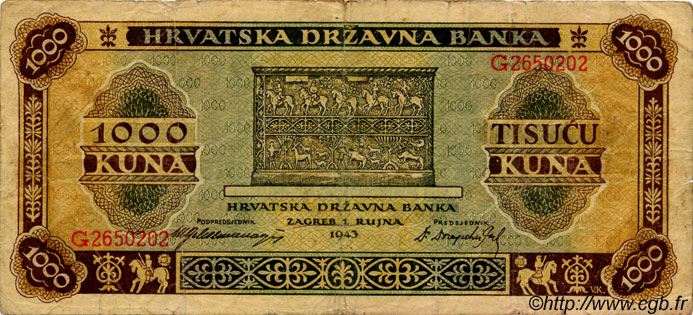 1000 Kuna CROATIA  1943 P.12 F