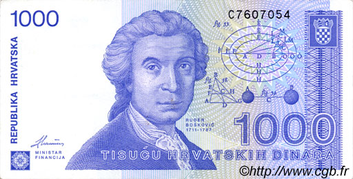 1000 Dinara CROATIA  1991 P.22a XF