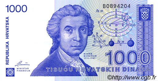 1000 Dinara CROATIA  1991 P.22a UNC-