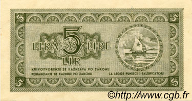 5 Lire JUGOSLAWIEN Fiume 1945 P.R02 ST