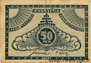50 Penni ESTONIA  1919 P.42a q.BB