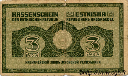 3 Marka ESTONIA  1919 P.44a B