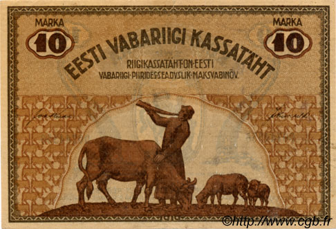 10 Marka ESTONIA  1919 P.46c EBC