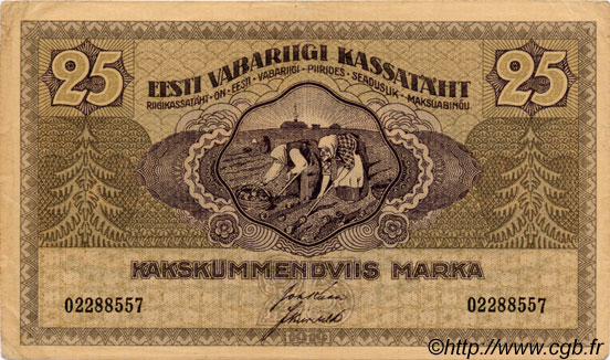 25 Marka ESTONIA  1919 P.47b VF+