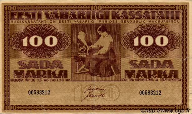 100 Marka ESTONIA  1919 P.48a F+