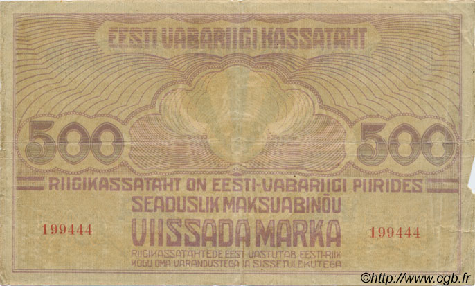 500 Marka ESTONIA  1920 P.49a q.MB