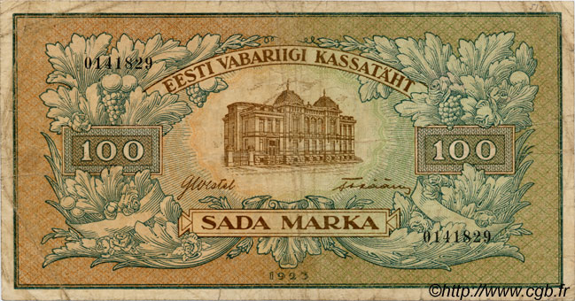 100 Marka ESTONIA  1923 P.51a MB