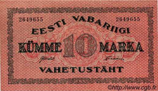 10 Marka ESTONIA  1922 P.53a SC+