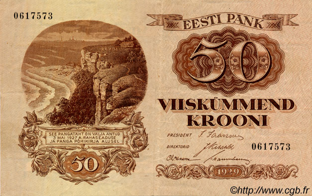 50 Krooni ESTONIA  1929 P.65a q.SPL
