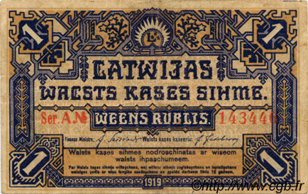 1 Rublis LATVIA  1919 P.01 F+