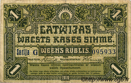1 Rublis LETTLAND  1919 P.02b S