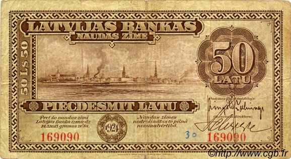 50 Latu LETTONIA  1924 P.16a MB