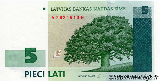 5 Lati LATVIA  2001 P.49b UNC-