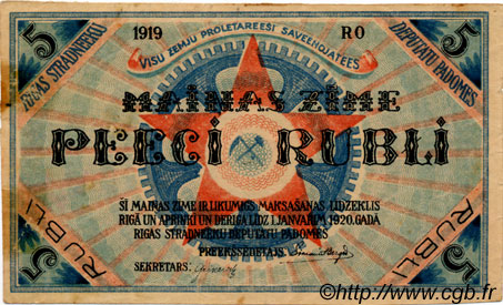 5 Rubli LETONIA Riga 1919 P.R3a MBC+