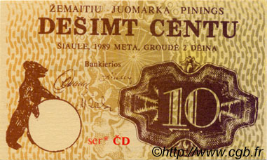 10 Centu LITHUANIA  1989 P.-- UNC