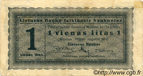 1 Litas LITUANIA  1922 P.05b q.BB