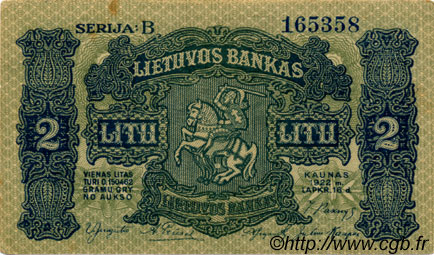 2 Litu LITUANIA  1922 P.14a EBC