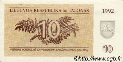 10 Talonas LITUANIA  1992 P.40 SPL