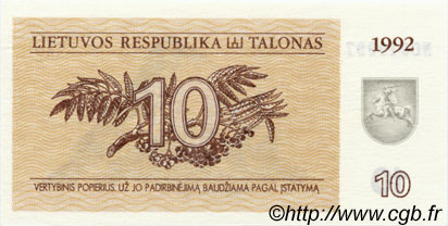 10 Talonas LITHUANIA  1992 P.40 UNC