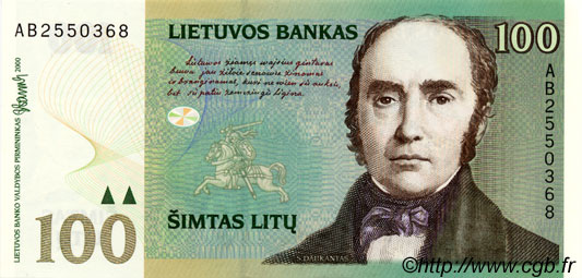 100 Litu LITUANIA  2000 P.62 FDC
