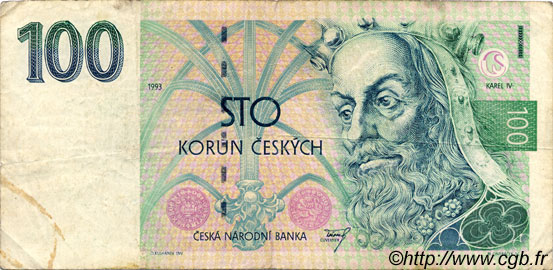 100 Korun TSCHECHISCHE REPUBLIK  1993 P.05a S