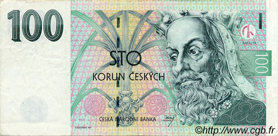 100 Korun CZECH REPUBLIC  1997 P.18 VF