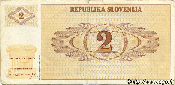 2 Tolarjev SLOVENIA  1990 P.02a MB